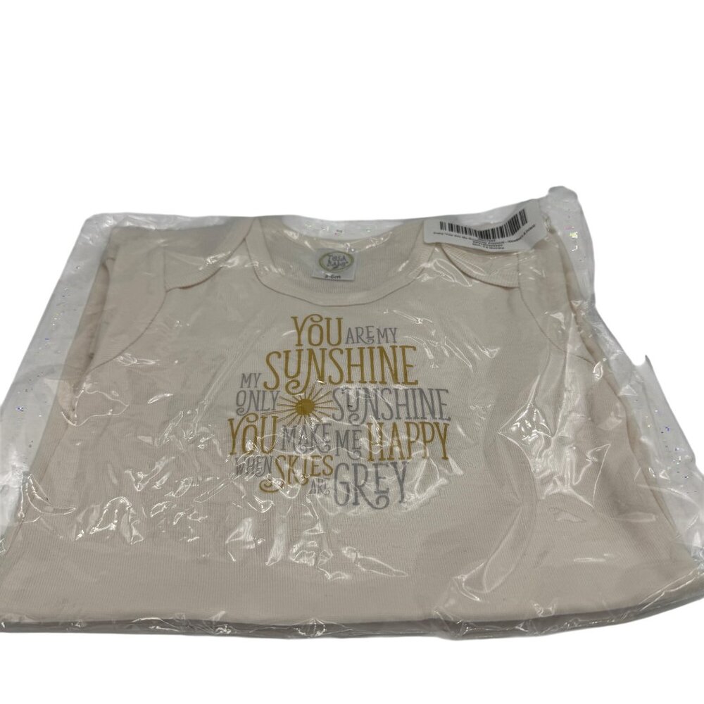 Baby Bodysuit 3-6M Beige You Are My Sunshine Graphic Long Sleeve One Piece